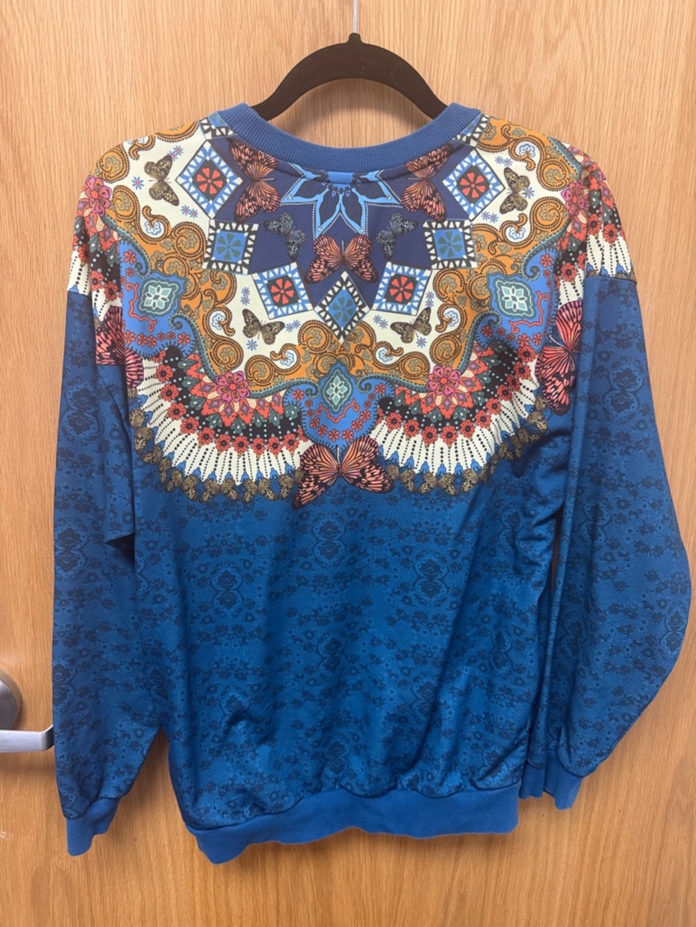 adidas and Farm Rio Blue Sweatshirt with Hot Pink Trefoil and butterfly print! - Picture 4 of 8